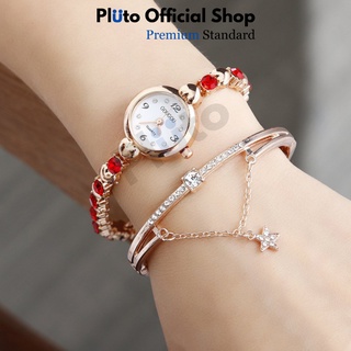 Đồng hồ nữ dây kim loại phong cách trẻ trung, đồng hồ thời trang nữ tặng kèm vòng bạc đeo tay