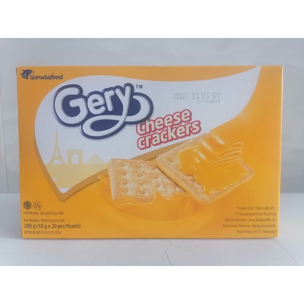 [200g] Bánh quy phết phô mai Gery [Indonesia] GARUDA FOOD Cheese Crackers (halal) (bph-hk)