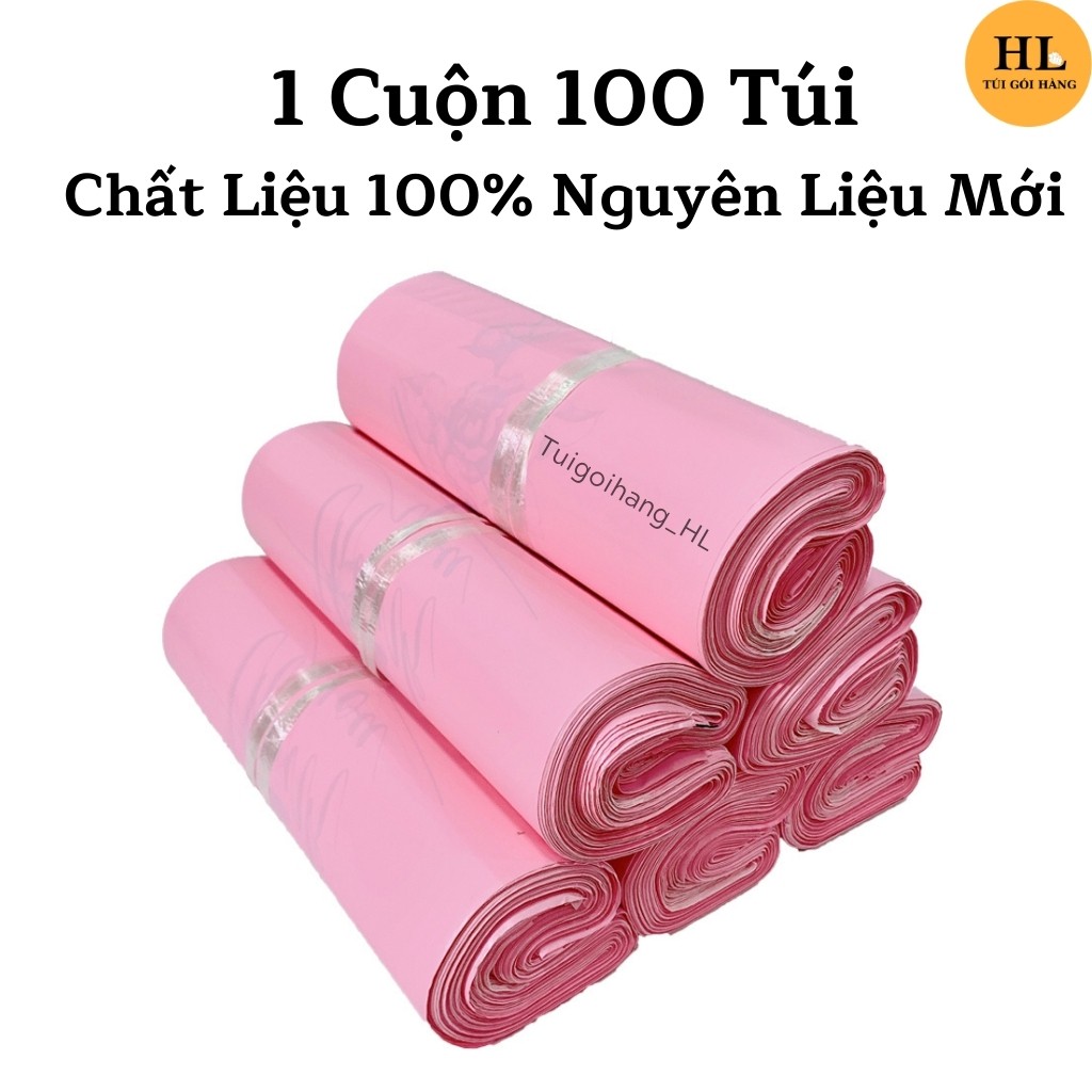 Túi gói hàng hồng pastel chất liệu cao cấp in thank you hoa văn size 25x35 TUIGOIHANGHL