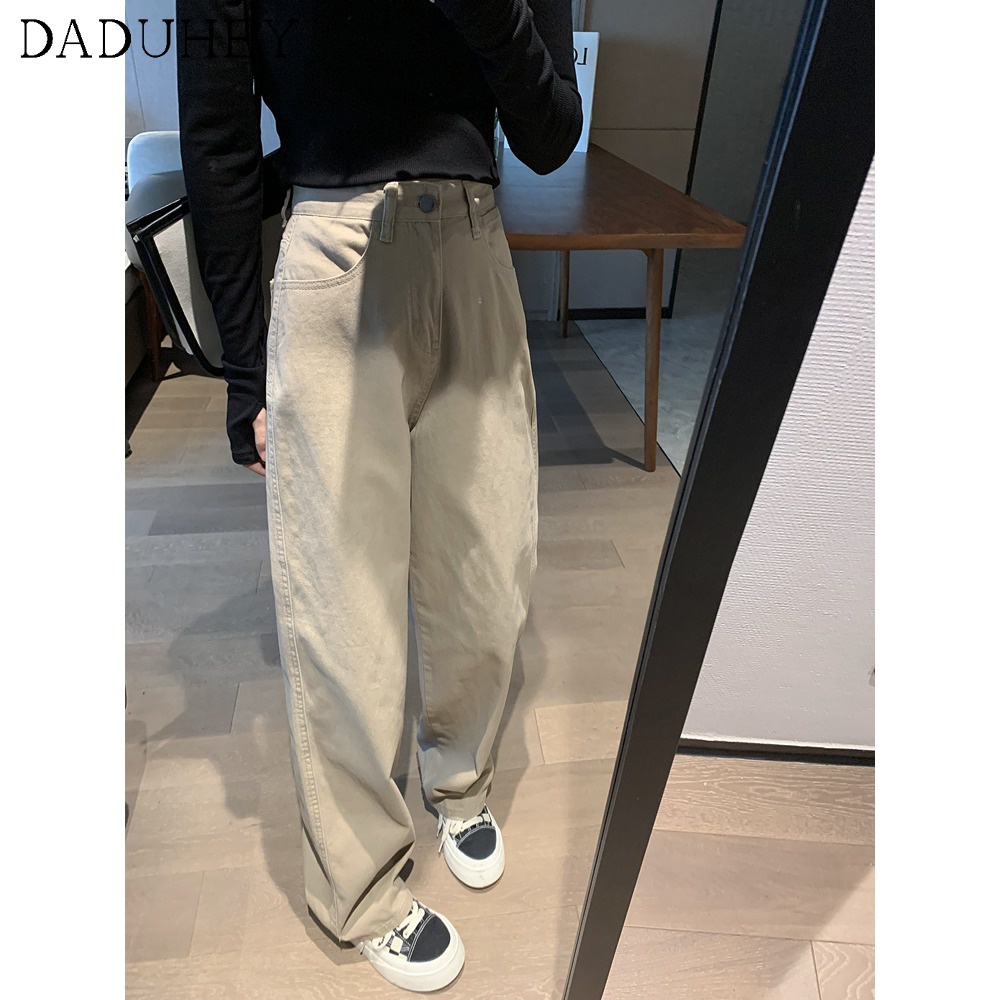 Quần jean DADUHEY lưng cao co giãn màu đen/ trắng/ xanh lam/ nâu/ kaki dành cho nữ