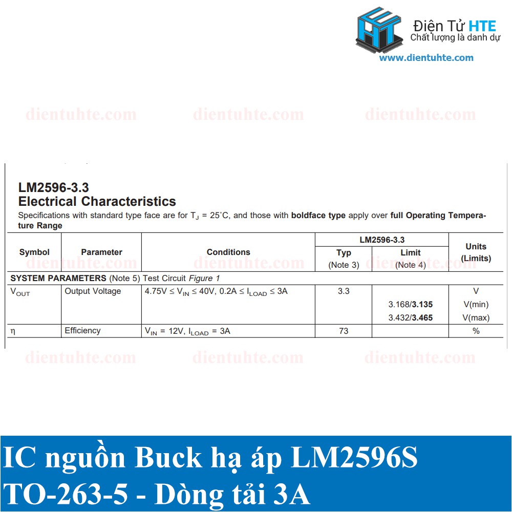 IC nguồn xung hạ áp Buck LM2596S 3.3V 5.0V 12V ADJ 3A SMD TO263-5 [HTE Quy Nhơn CN2]