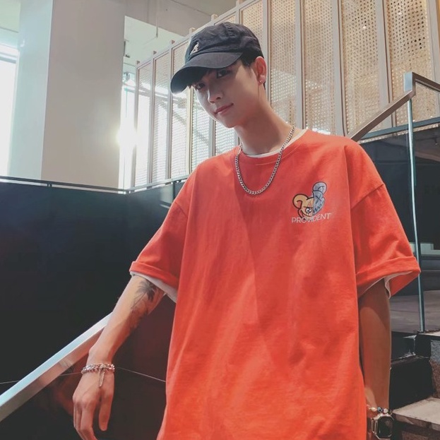 cotton ifashion Áo thun simple anime phong cách Hàn Quốc unisex áo thun nam  áo phông rộng oversize áo thun kiểu nữ streetwear đen      trắng áo thun thể thao &quot;retro áo thun tay lỡ