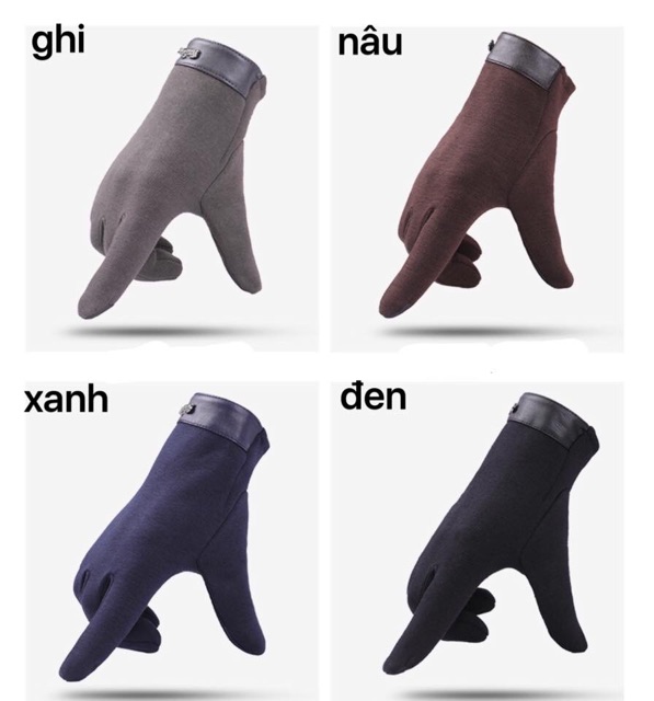 Găng Tay Nam Lót Lông Có Cảm Ứng Điện Thoại Có Chống Trơn
