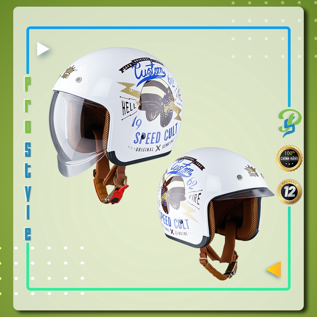 Mũ bảo hiểm 3/4 Royal M139 Tem V.9 có kính âm - Tặng kèm túi rút Royal - bảo hành 12TH - Nam Nữ