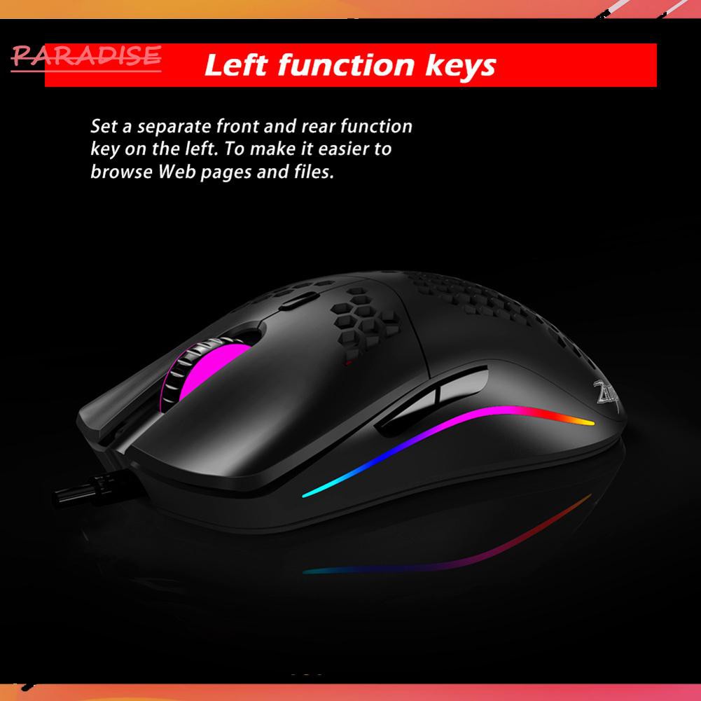 Paradise1 ZELOTES C7 7 Buttons Honeycomb RGB 16000DPI Wired Gaming Mouse for Computer