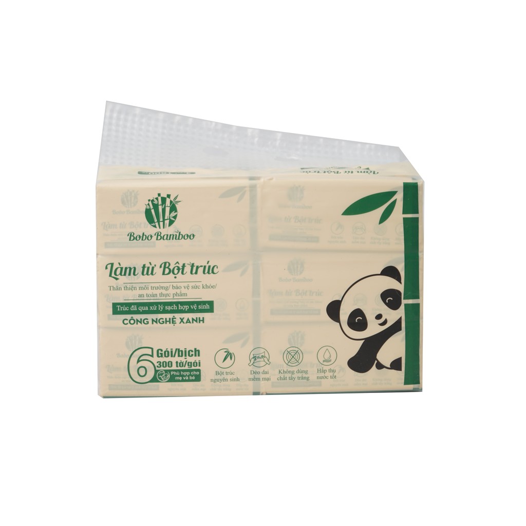 28 Gói Giấy ăn rút cao cấp Bobo Bamboo Siêu Dai