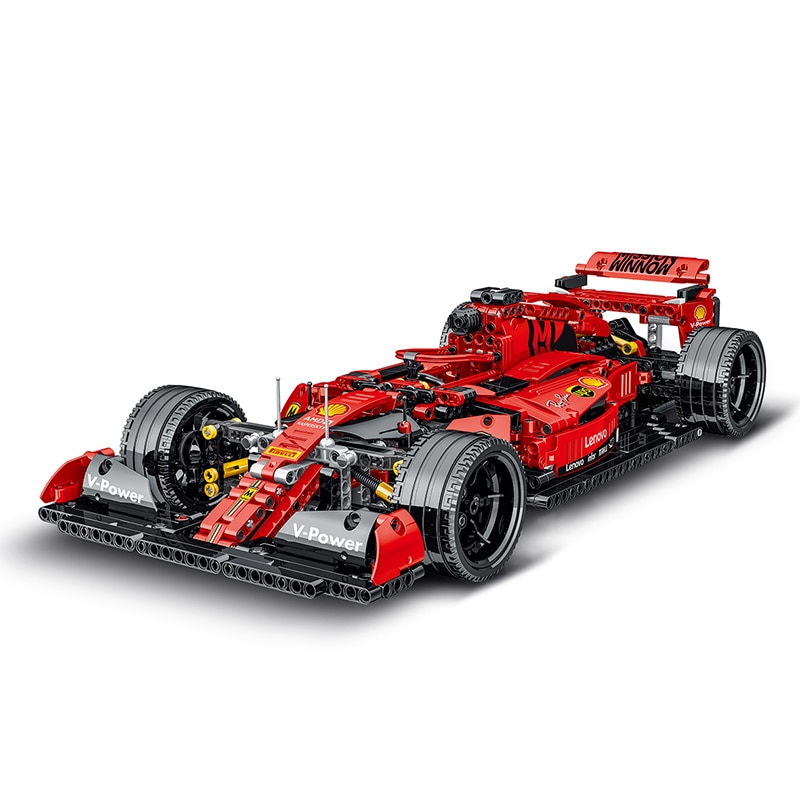 Đồ chơi Lắp ráp Mô hình siêu xe 023005 Technic Supercar Magic Cool Red Ferrari SF90 F1 Formula Racing Car 1:14