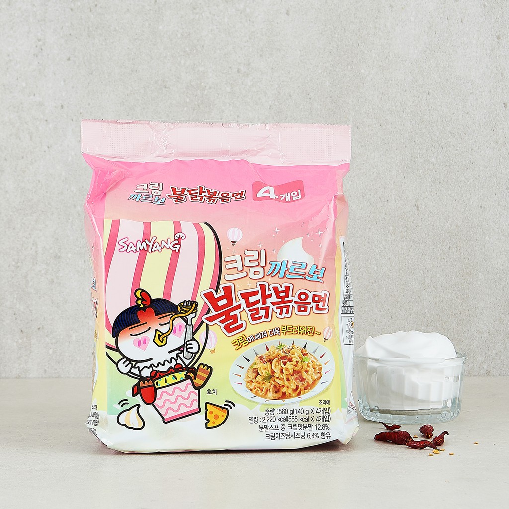 Lốc 4 gói mỳ gà  cay  trộn sốt kem phô mai Carborana 4* 140gr - SamYang -Hàn Quốc