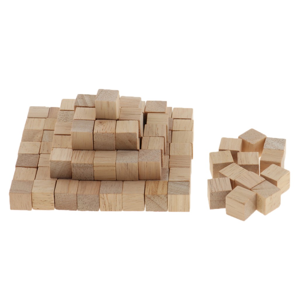 Bộ 100 khối gỗ hình vuông đồ chơi xếp hình cho trẻ