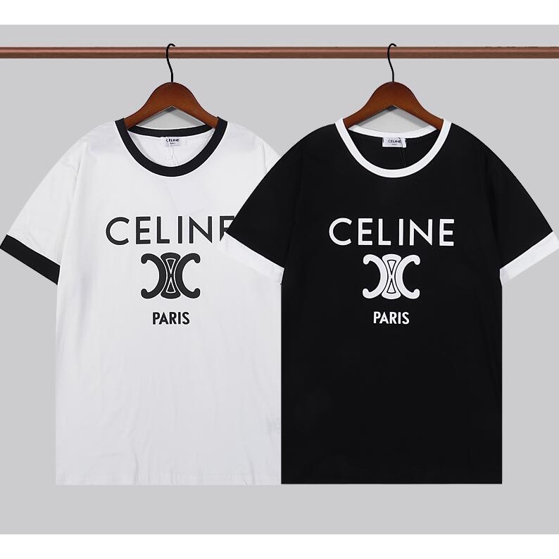 Áo Thun Cotton Ngắn Tay In Họa Tiết CELIN Thời Trang Cho Nam Nữ