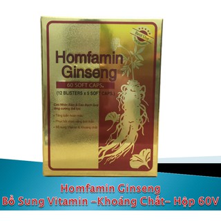 HOMfAMIN GINSENG NHÂM SÂM - Tăng Cường Bồi Bổ Sức Khỏe - Nguyên Liệu Nhập Khẩu Mỹ- Hộp 60 Viên