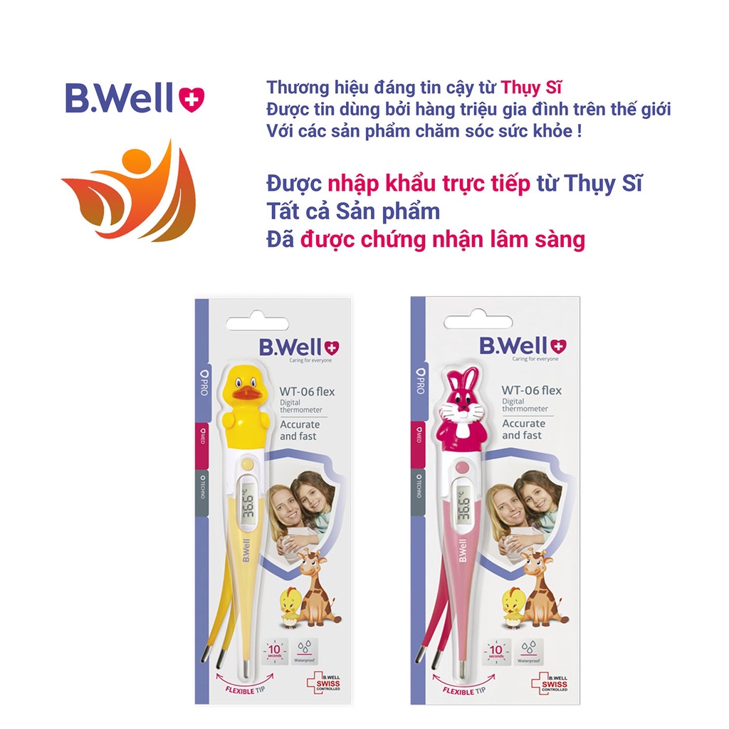 Nhiệt kế điện tử đo độ ngậm miệng kẹp nách hậu môn cho bé b.well wt 06 - bwell y tế 360
