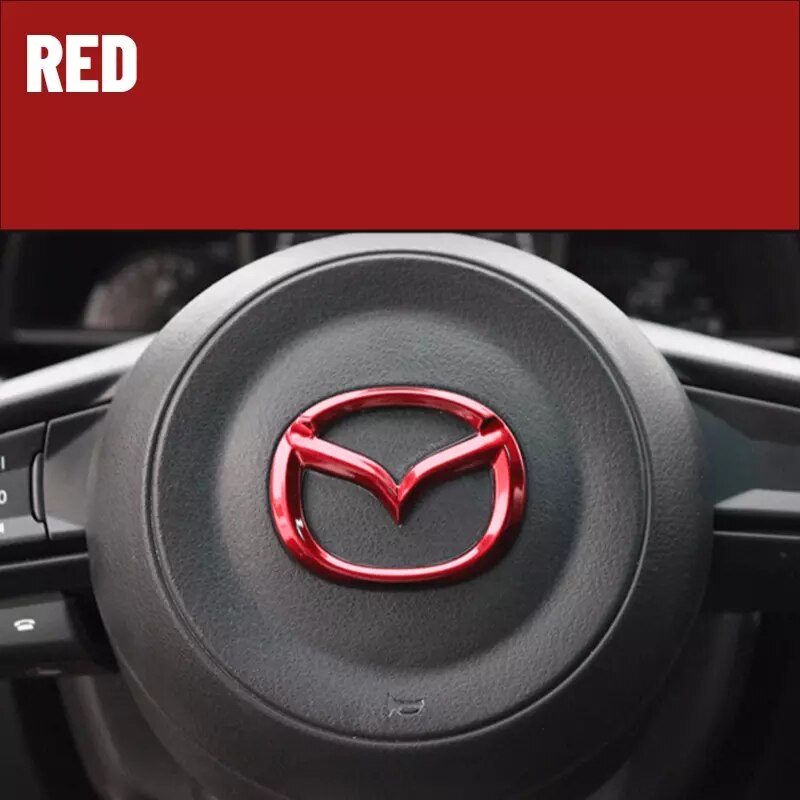 1 Nhãn Dán Logo Màu Đỏ / Xanh Dương / Bạc Cho Vô Lăng Xe Hơi Mazda 2 3 6 CX-4 CX-5 CX-30