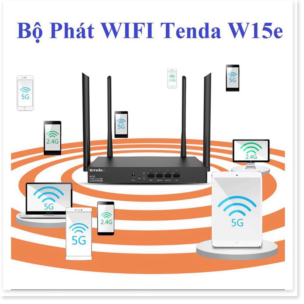 ⚡ Xả kho sập sàn ⚡ Bộ Phát WIFI Tenda W15e Ac1200mps Mạng Doanh Nghiệp 50 User cực mạnh ⚡ bảo hành uy tín