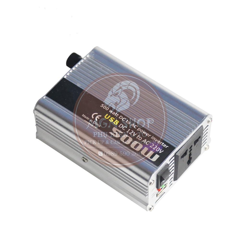 [Bộ biến tần chuyển đổi dòng điện] [DC 12V to AC 220V] [500W] ô tô