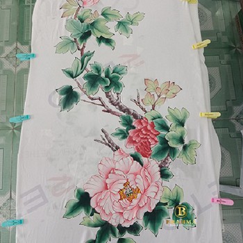 Vải áo dài vẽ Hoa Mẫu Đơn Siêu Đẹp - Thương Hiệu Brahma