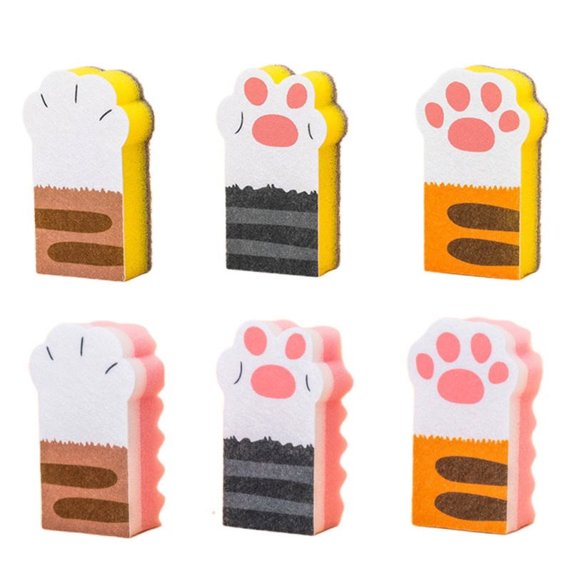 Set 3 Miếng Bọt Biển Rửa Chén Hình Chân Mèo Dễ Thương Đa Năng