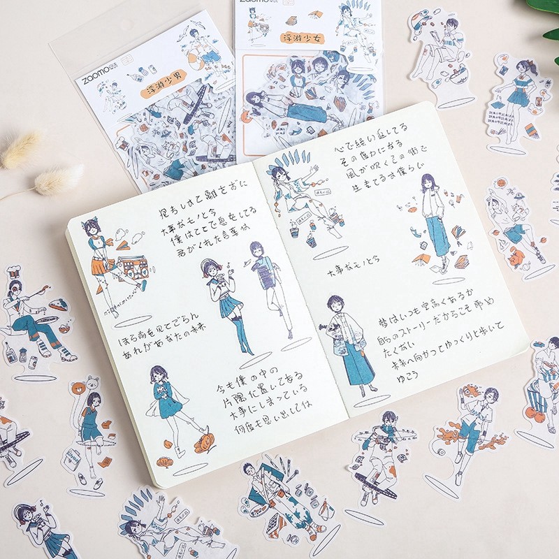 Combo 40 miếng sticker dán sổ trang trí hình nhân vật anime - VP060