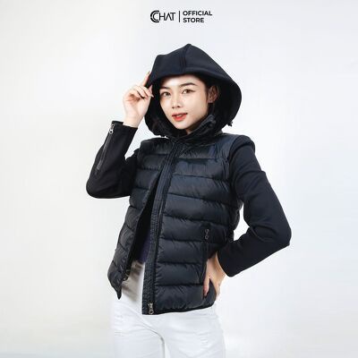Áo phao phối tay dáng ngắn CCHAT