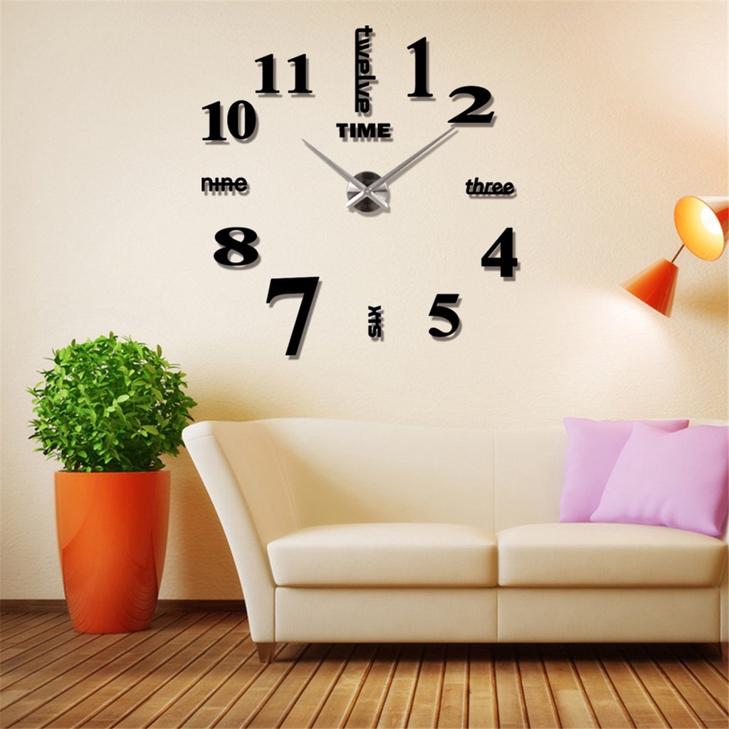 Đồng hồ tráng gương máy quartz dán tường sáng tạo 3D DIY trang trí phòng khách