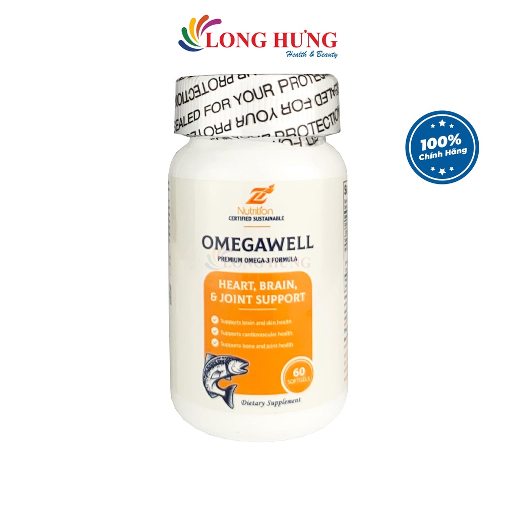 Viên uống Z Nutrition Omegawell Premium Omega-3 Formula hỗ trợ tim mạch trí não (60 viên)