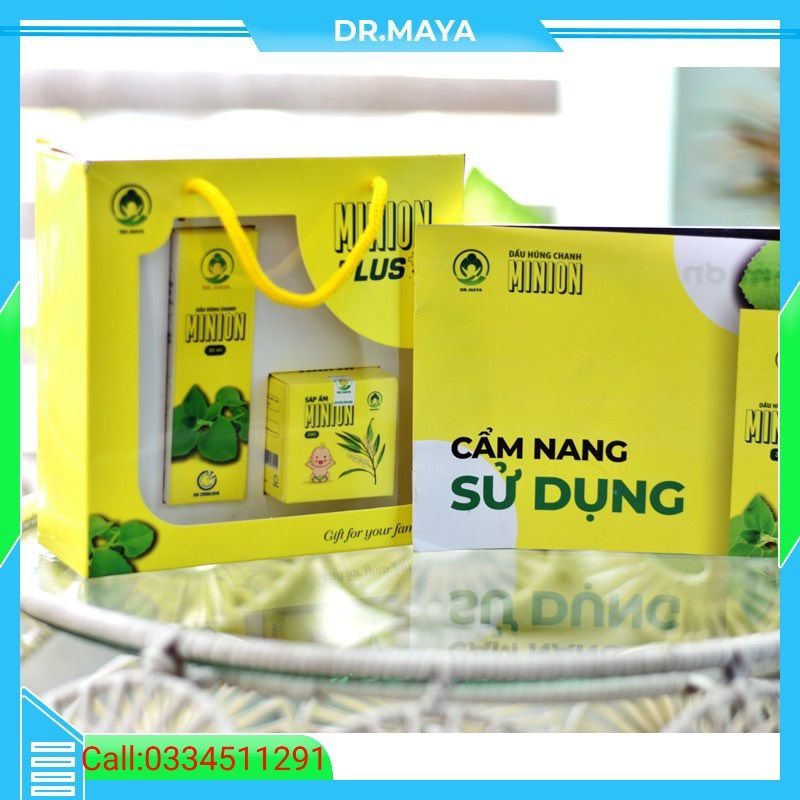 Dầu Húng Chanh Minion Plus ( Dầu húng chanh Minion 30ml + Sáp ấm Minion) hỗ trợ cảm, sổ mũi, ho đờm, khò khè