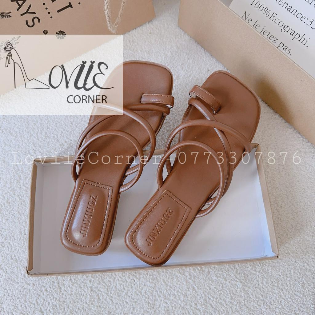 DÉP CAO GÓT LOVIIECORNER - GUỐC NỮ QUAI NGANG CHÉO MẢNH PHỒNG PHONG CÁCH THỜI TRANG XỎ NGÓN HIỆN ĐẠI D230573