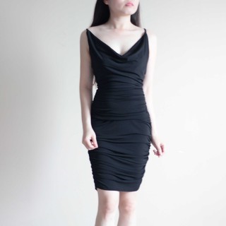 Đầm thiết kế nhún ôm body màu đen Thanh lý New