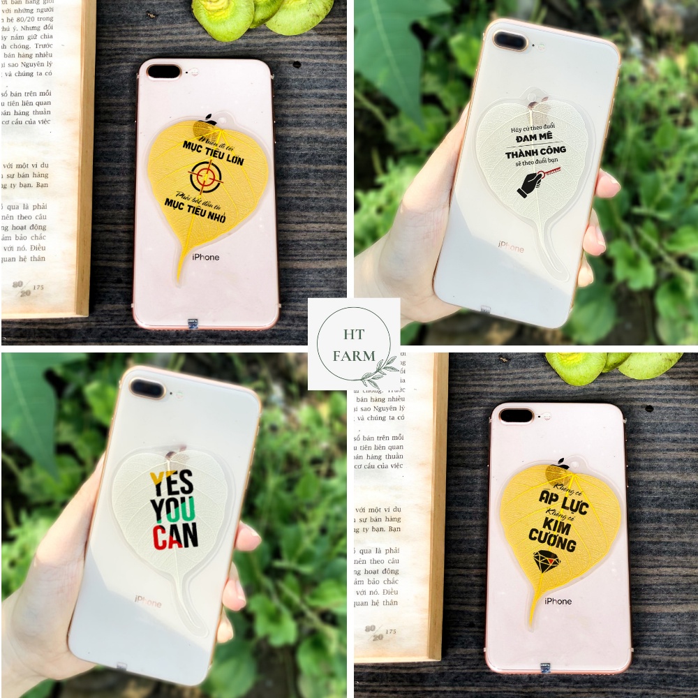 [12 Mẫu] Lá bồ đề in Slogan tạo động lực, truyền cảm hứng (Bookmark, Ốp điện thoại, Trang trí văn phòng)