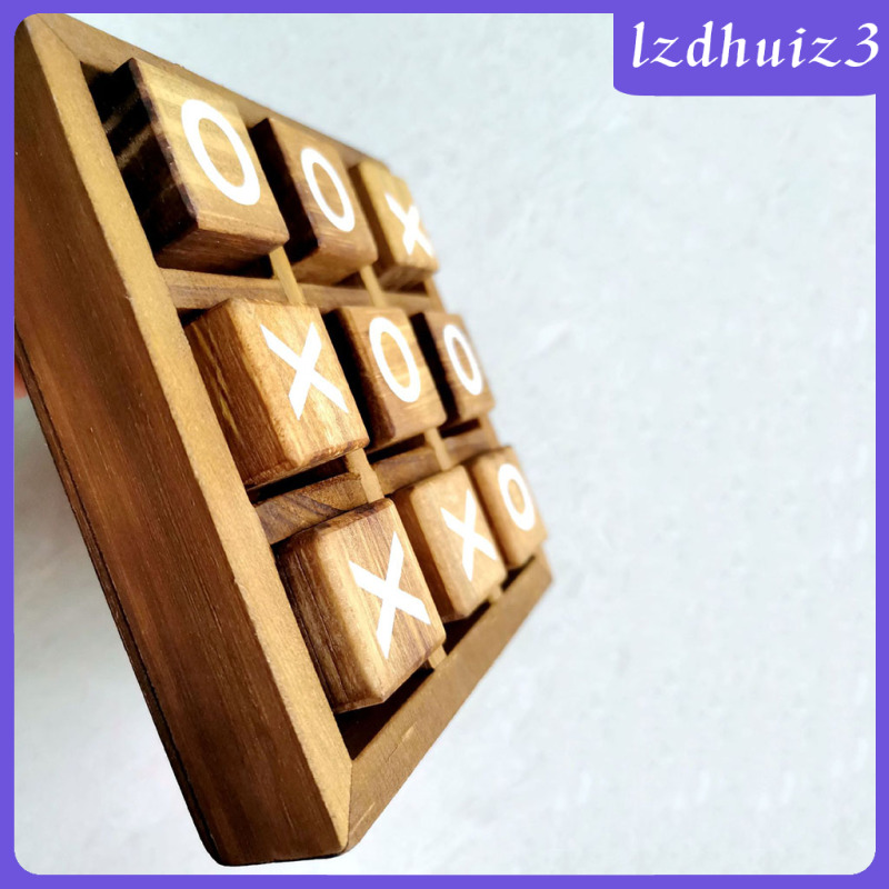 Gemgem Loey Wooden Tic Tac Toe/ Noughts and Crosses Game Unique Handmade Quality Wood Family Board Games