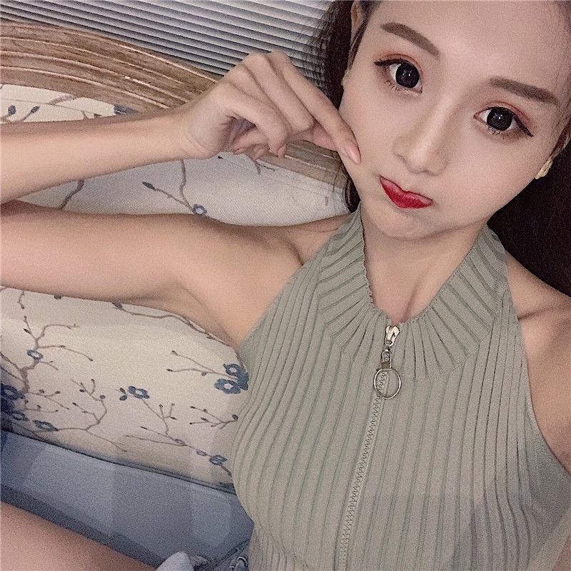 COZOK Áo Tank Top Hở Lưng Ôm Dáng Quyến Rũ Phong Cách Hồng Kông