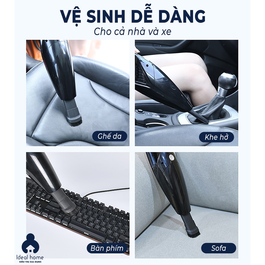 [MÁY HÚT BỤI] - Máy Hút Bụi Cầm Tay Mini Không Dây Sạc USB Dành Cho Ô Tô Và Gia Đình Công Suất 120W - IDEALHOME | BigBuy360 - bigbuy360.vn