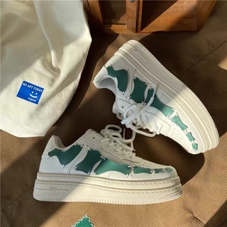 Giày Trắng Cổ Thấp Đế Cao Unisex Thiết Kế Độc Lạ FREESHIP50K