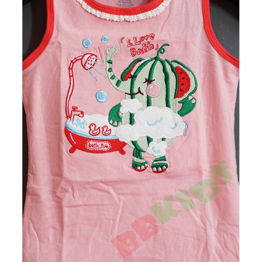 Bộ thun bé gái mùa hè mát mẻ thêu voi dưa hấu và cà chua dễ thương