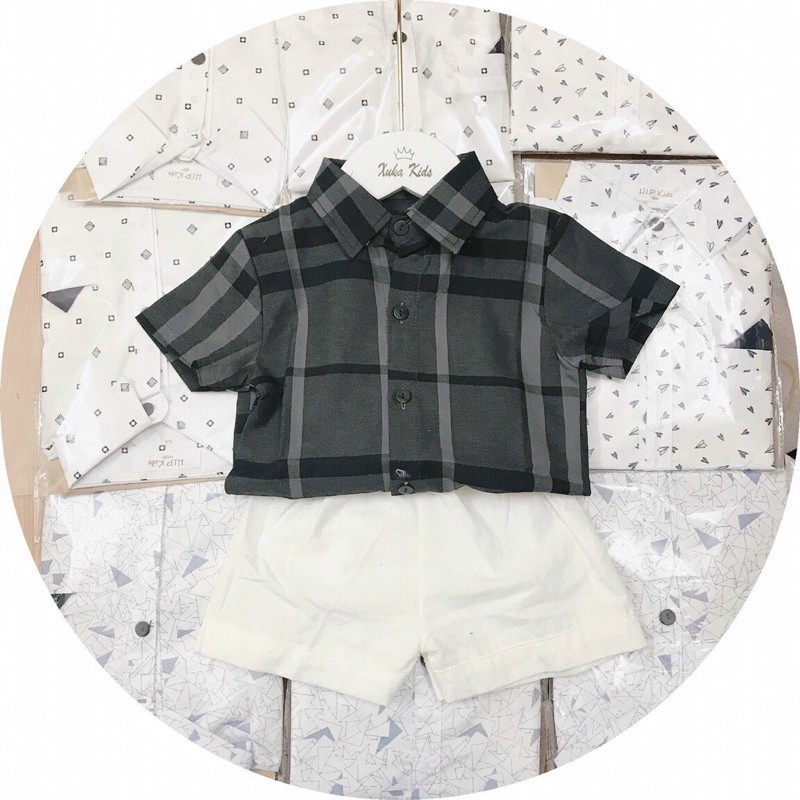 Áo so mi cộc tay bé trai 9-26kg