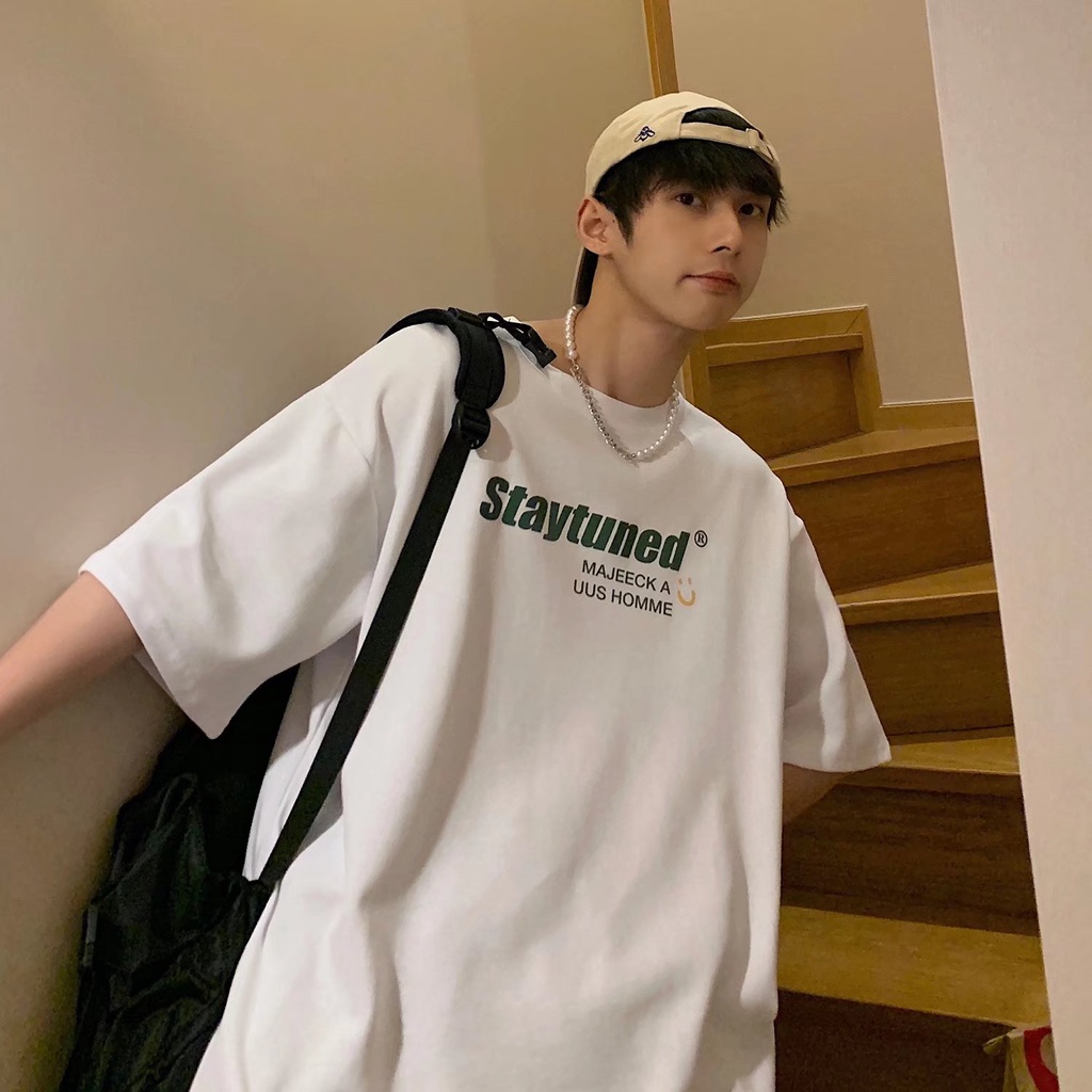 Áo Thun Tay Ngắn Dáng Suông In Chữ Phong Cách Hiphop Thời Trang Phong Cách Hàn Quốc Cho Nam size M-5XL