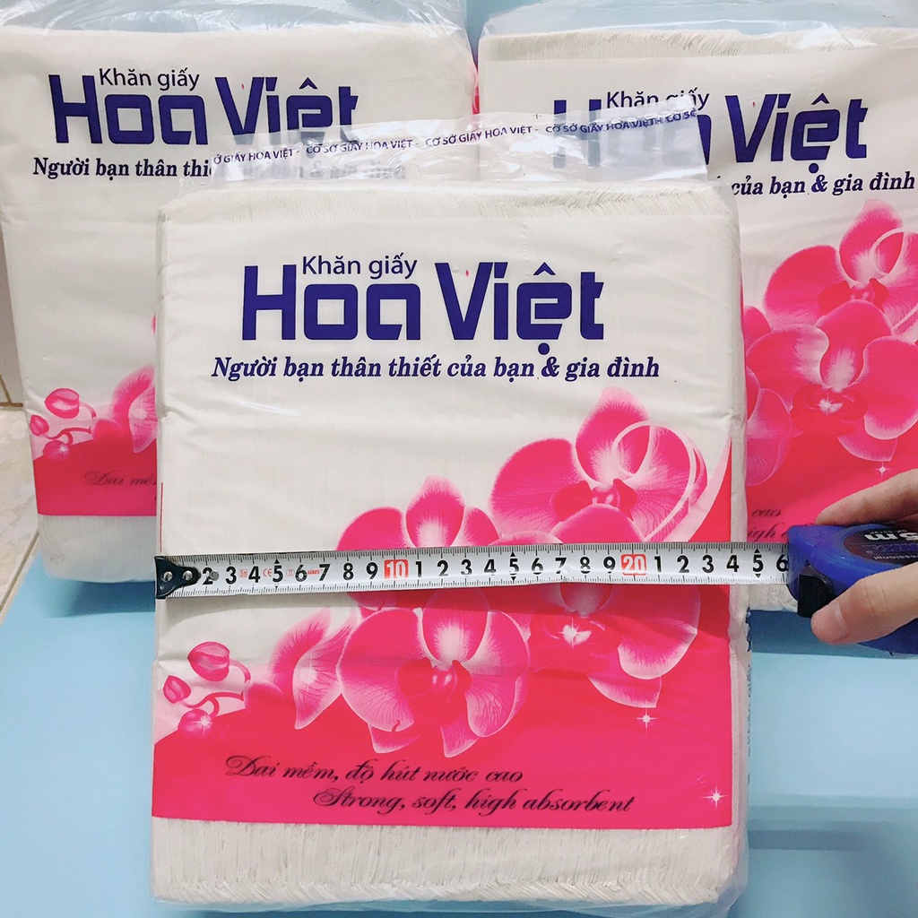Khăn giấy ăn, giấy ô vuông hoa việt bich to dai mềm mịn