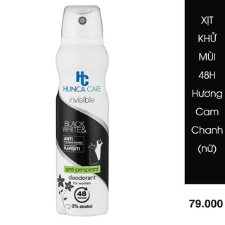 [Chính hãng] Xịt Khử Mùi Nữ HUNCA Giảm Thâm, Hương Nước Hoa, Khử Mùi 48h, Ngăn Vệt Ố Vàng, Không Cồn (150ml)