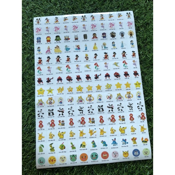 Combo mới 20 tờ A4 sticker khen thưởng tiếng việt x 154stickrs/ tờ