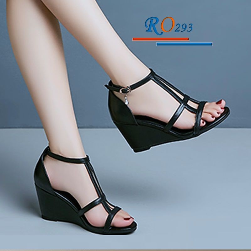 [ẢNH THẬT] Sandal đế xuồng nữ cao cấp ROSATA RO293 7p đế xuồng - đen, trắng - HÀNG VIỆT NAM - BKSTORE