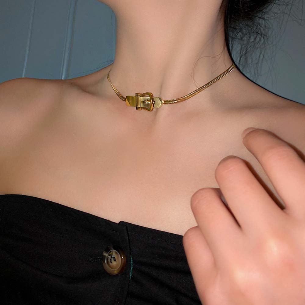 Dây chuyền và vòng đeo tay bằng thép titan sang trọng phong cách Punk Hàn Quốc thời trang cho nữ