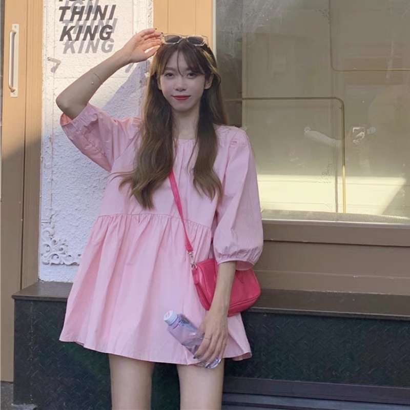 Áo babydoll hồng trùm mông | BigBuy360 - bigbuy360.vn