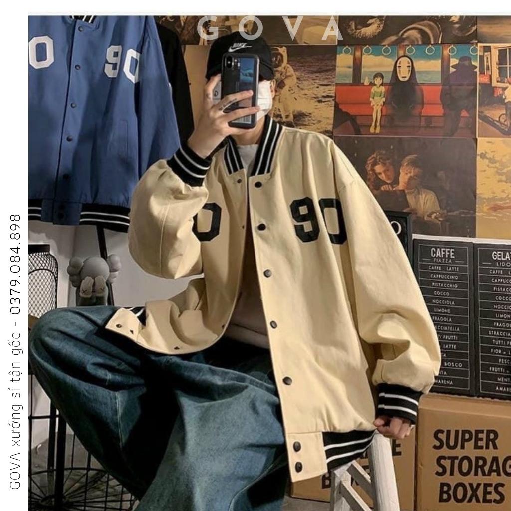Áo khoác Bomber dù 8090 form rộng 2 lớp nam nữ Unisex GOVA