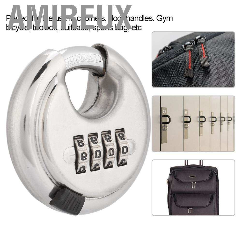 Amireux Outdoor Padlock  Safe Master Lock Strong Stainless Steel Convenient for Gym Bicycle