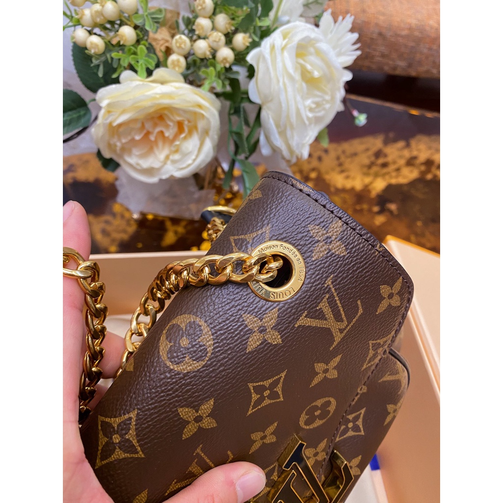 Túi Chain nữ da thật thời trang cao cấp Louis Vuitton LV thiết kế khóa logo kim loại đẹp mắt