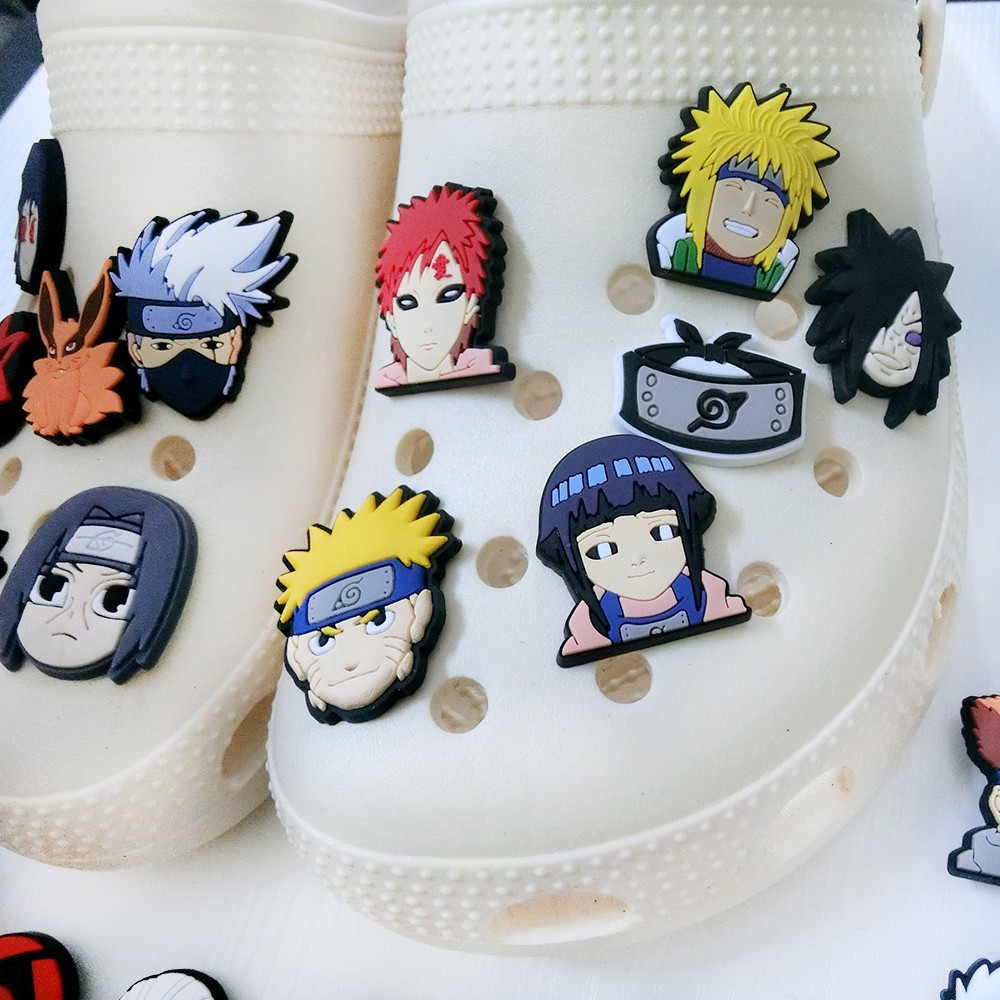 Ghim cài trang trí giày đục lỗ bằng PVC cotton hình anime Naruto ngẫu nhiên đáng yêu