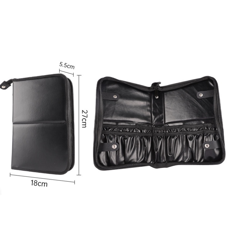 Bao da đựng cọ chuyên nghiệp đế gập đứng khuy cài hai bên siêu xịn