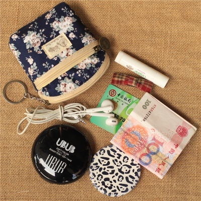 Ví ngắn vải Canvas phối khóa kéo bốn ngăn thời trang cao cấp cho nữ