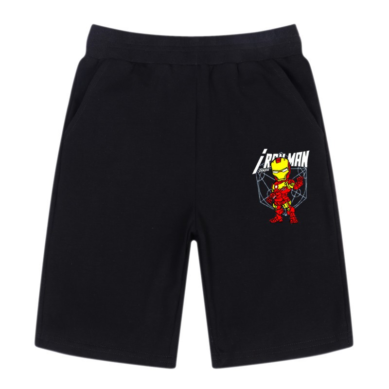 Chàng trai DC Comics Iron man Quần short Trẻ em Marvel Avengers Mùa hè Cotton Quần short thể thao Quần chạy bộ Quần bó s