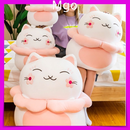 [Hàng nhập khẩu] Gấu bông teddy bear mèo trắng dễ thương, gấu nhồi bông hình mèo trắng Size 35cm 50cm 80cm